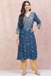 Blue LIVA A-Line Kurta image number 0