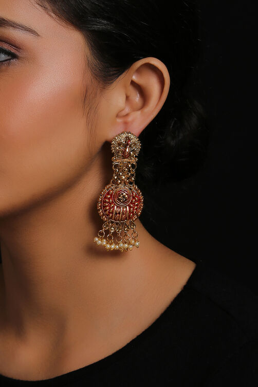 Red Metal Brass Earring image number 1