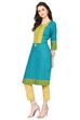 Green Straight Poly Cotton Kurta image number 3