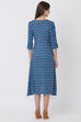 Blue Viscose Rayon Flared Dress image number 4