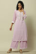 Mauve Poly Georgette Embroidered Straight Kurta image number 0