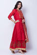 Peach Poly Chanderi Straight Suit Set image number 1