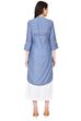 Blue Straight Chambray Kurta image number 4