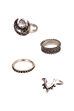 Silver Metal Ring Set Of 4 image number 1