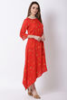 Red Viscose Rayon A Line Dress image number 3