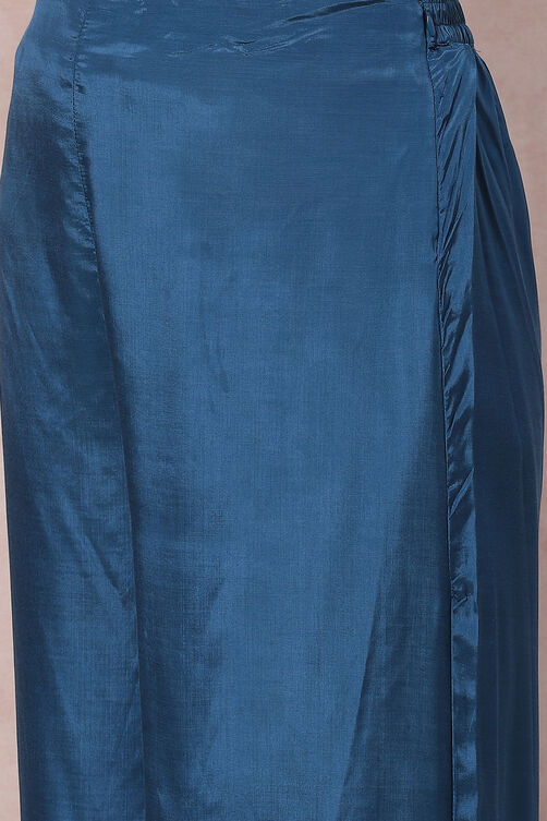Teal Blue Viscose Straight Suit Set image number 5
