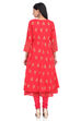 Red Front Open Cambric Cotton Kurta image number 5
