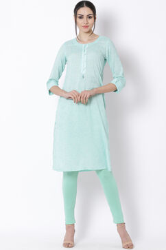 Green Viscose Straight Kurta image number 0