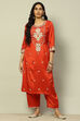 Red Viscose Shantoon Straight Kurta image number 5