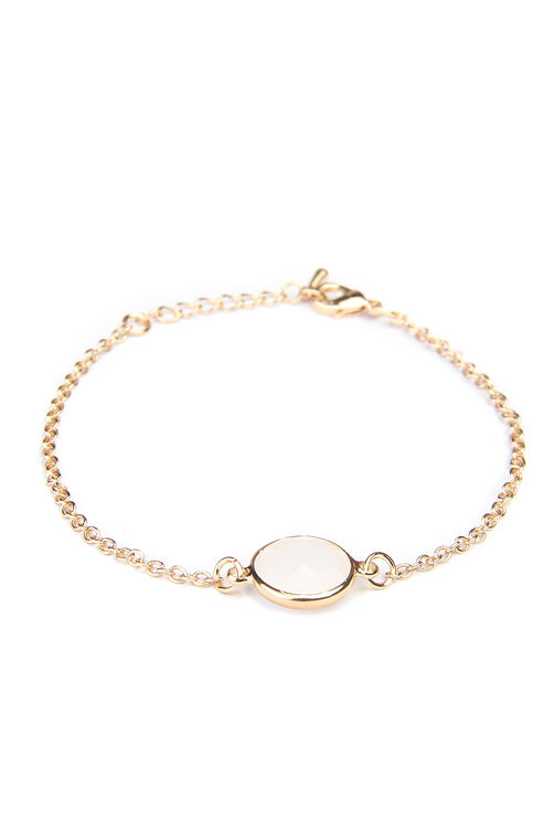 White Faceted Stone With Golden Chain Bracelet image number 1