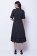 Black Poly Cotton Flared Dress image number 4