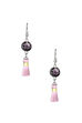 Pink Earrings Purple Stone With Pink Tassels image number 1