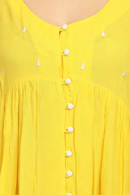 Yellow Flared Viscose Rayon Indie Top image number 1