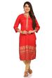 Red Straight Polyester Kurta image number 0