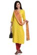 Yellow Cotton Straight Suit Set image number 0