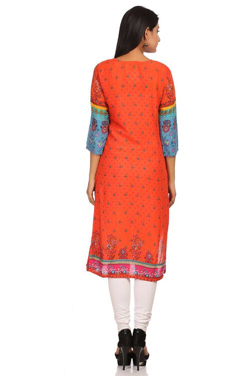 Orange Straight Modal Kurta image number 3