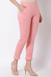 Peach Poly Lycra Slim Pants image number 3