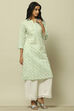 White & Yellow Cambric Printed Straight Kurta image number 4