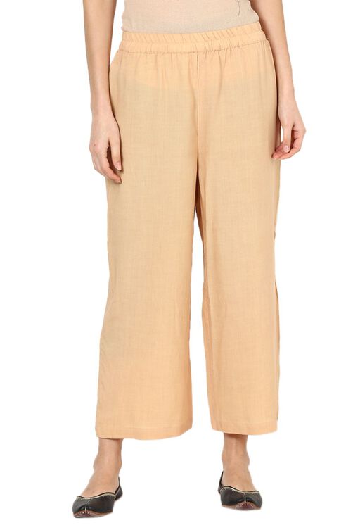 Beige Viscose Rayon Culottes image number 0