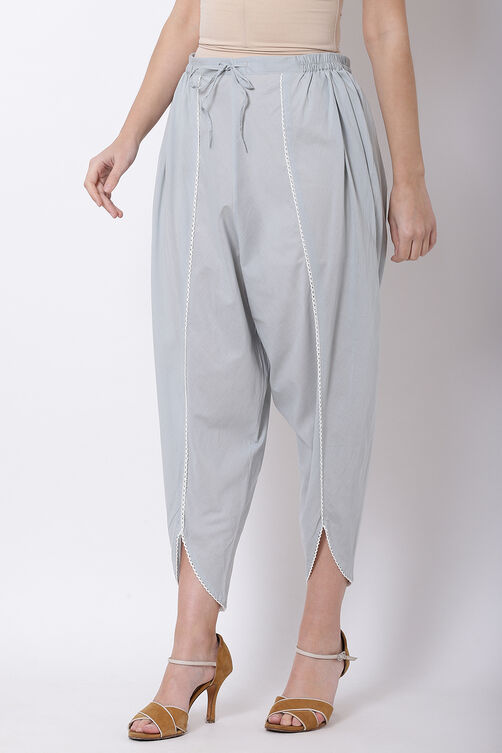 Grey Cotton Tulip Pants image number 2