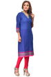 Blue Straight Cotton Kurta image number 2