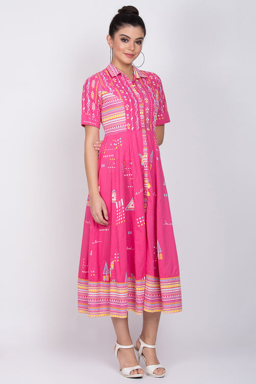 Pink Cotton Kalidar Dress image number 4