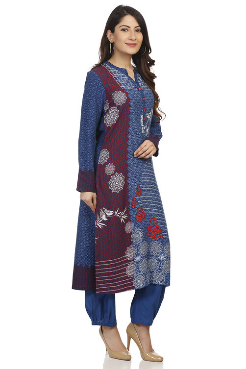 Indigo Straight Viscose Rayon Kurta image number 2