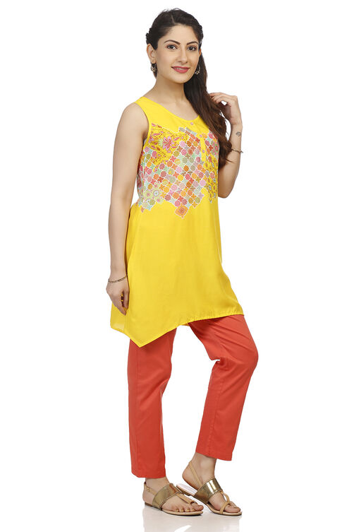 Yellow Short Top Viscose Rayon Indie Top image number 3