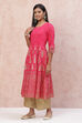 Fuschia Art Silk Kalidar Kurta image number 3