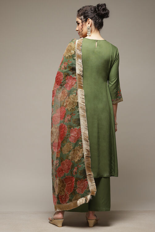 Green Viscose Anarkali Suit Set image number 2