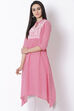 Pink Cotton A-Line Kurta image number 3