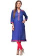 Blue Straight Cotton Kurta image number 0