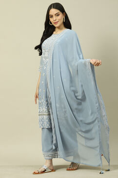 Blue Cotton Blend Woven Dupatta image number 0