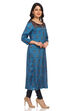 Teal Blue Straight Viscose Kurta image number 2