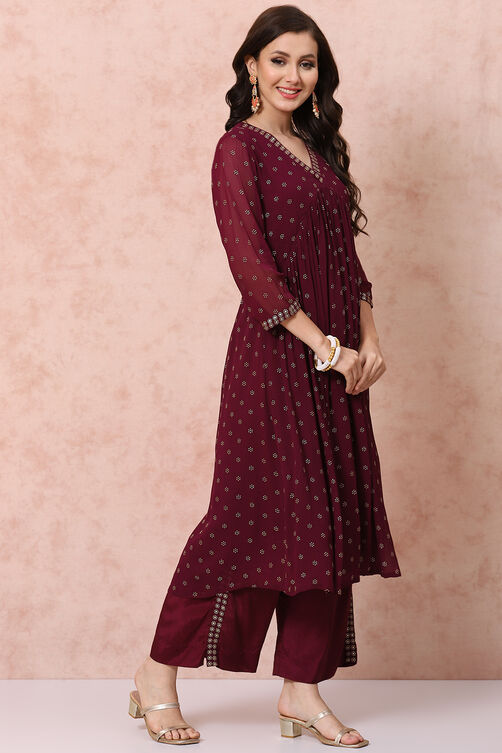 Phalsa Art Silk Flared Suit Set image number 3