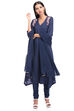 Navy Blue Flared Rayon Suit Set image number 4