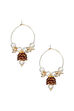 Maroon Earrings With Red Pachchi And Pearls image number 1
