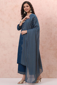 Blue LIVA Bandhani Suit Set image number 5