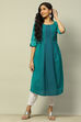 Blue Cotton Printed Flared Kurta image number 5