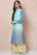 Blue LIVA Straight Kurta image number 2