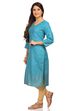 Turquoise Straight Viscose Kurta image number 3