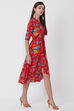Red Viscose Rayon Flared Dress image number 0