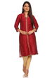 Maroon Straight Art Silk Kurta image number 0