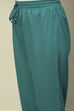 Teal Blue Cotton Straight Printed Kurta Pants Suit Set image number 2