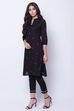 Black Poly Cotton Straight Kurta image number 4