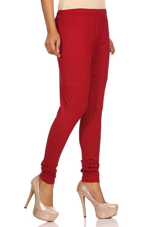 Maroon Cotton Leggings image number 2