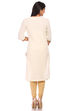 Off White Cotton A-Line Kurta image number 3