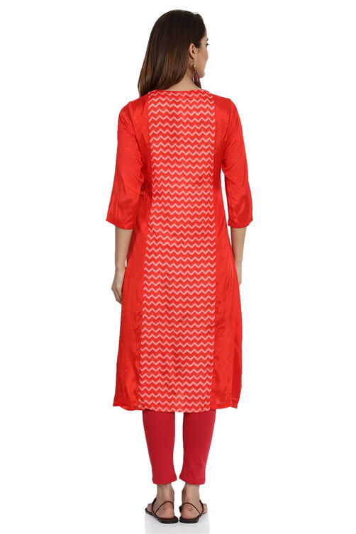 Red Cotton Kurta image number 5