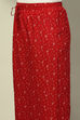 Red Viscose Blend Flared Printed Kurta Salwar Suit Set image number 2