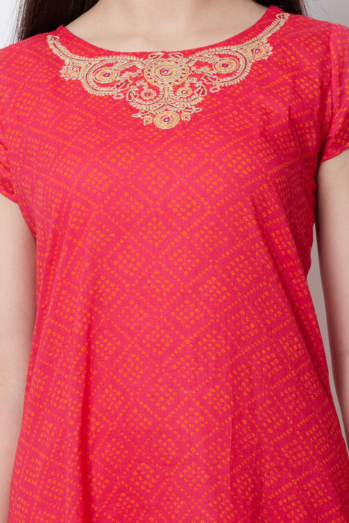Pink Cotton Asymmetric Dress image number 1